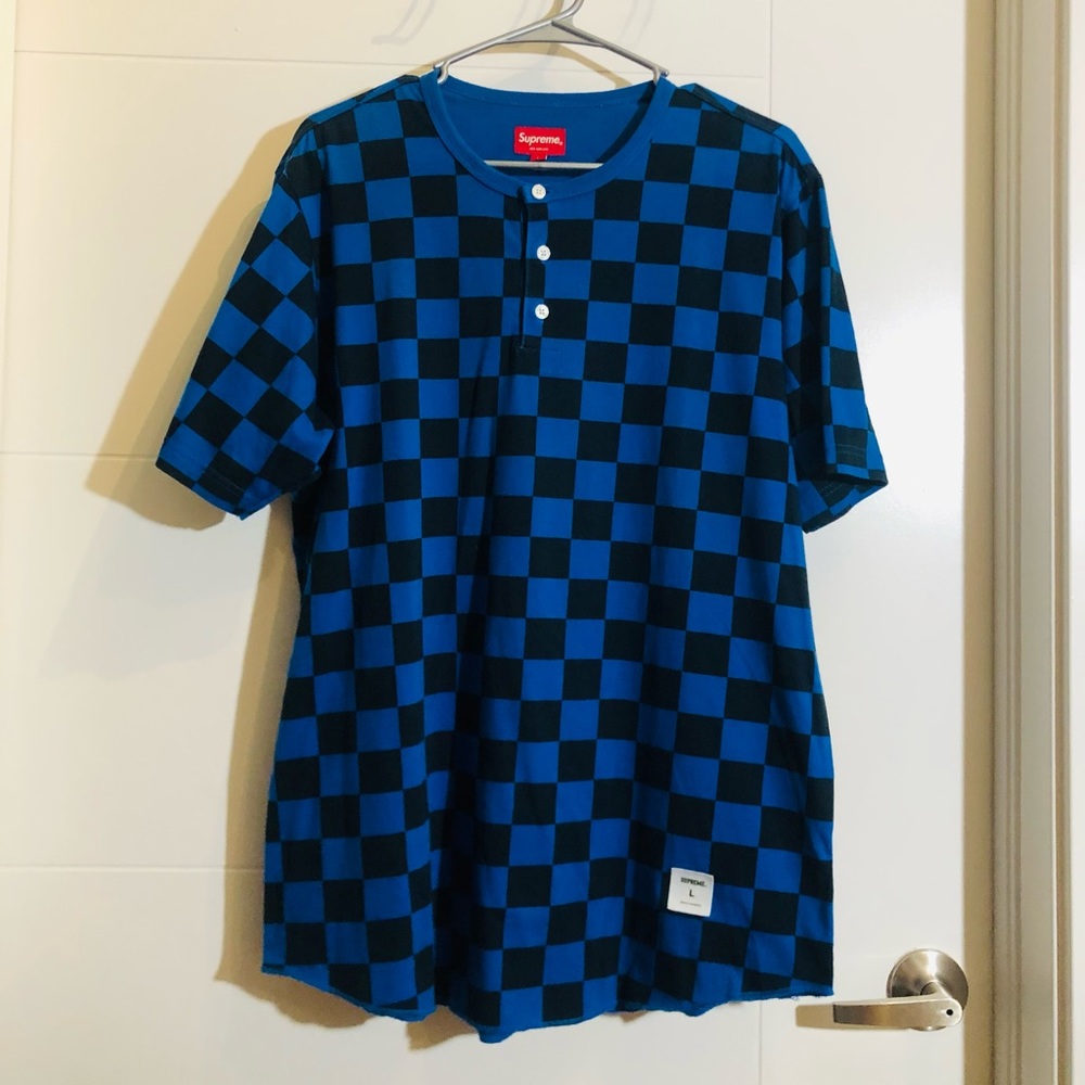 Supreme blue checkered Henley tee